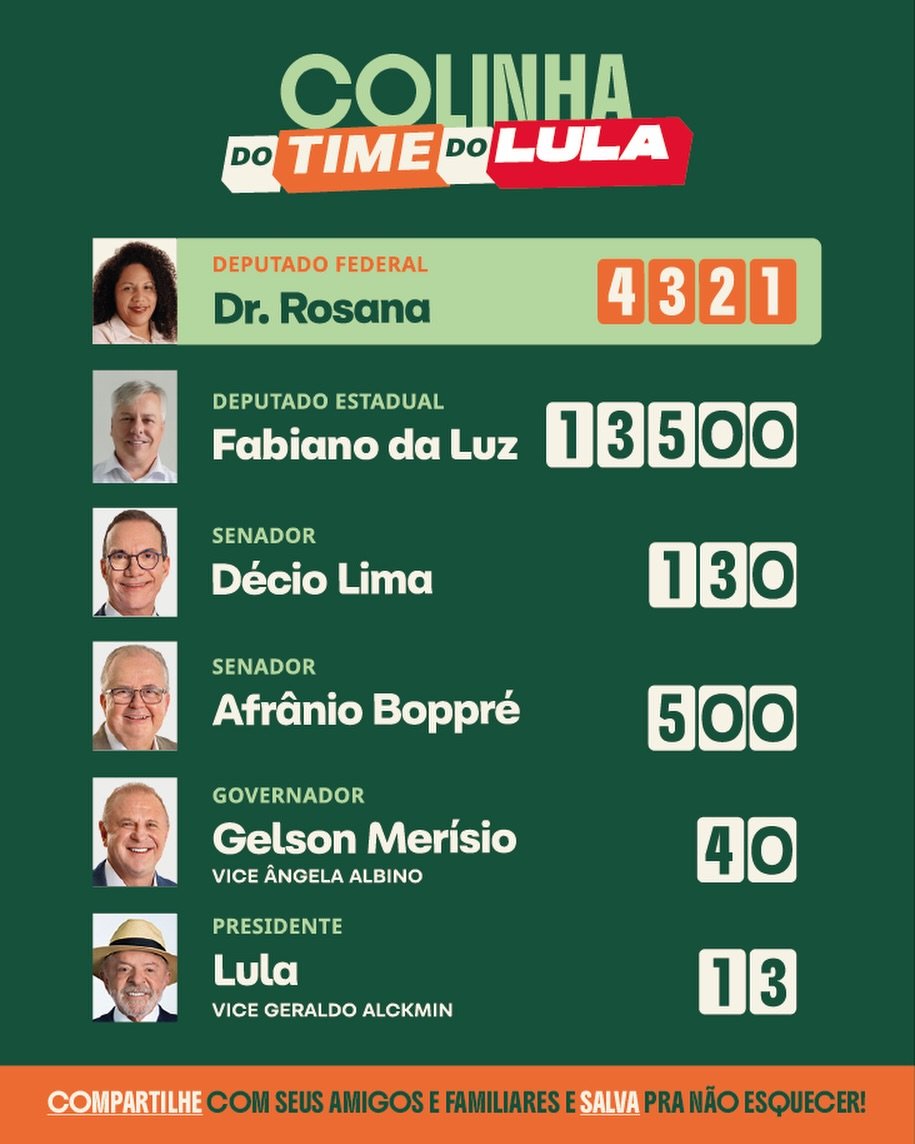 Santinho oficial da campanha Dra. Rosana